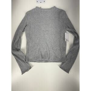 SO Girls XL (14–16) Gray Ribbed Shimmer Long Sleeve Top Sparkle Mock Neck